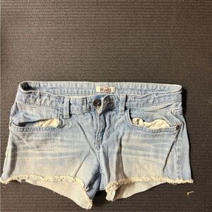 Mudd Light Blue Frayed Hem Jean Shorts